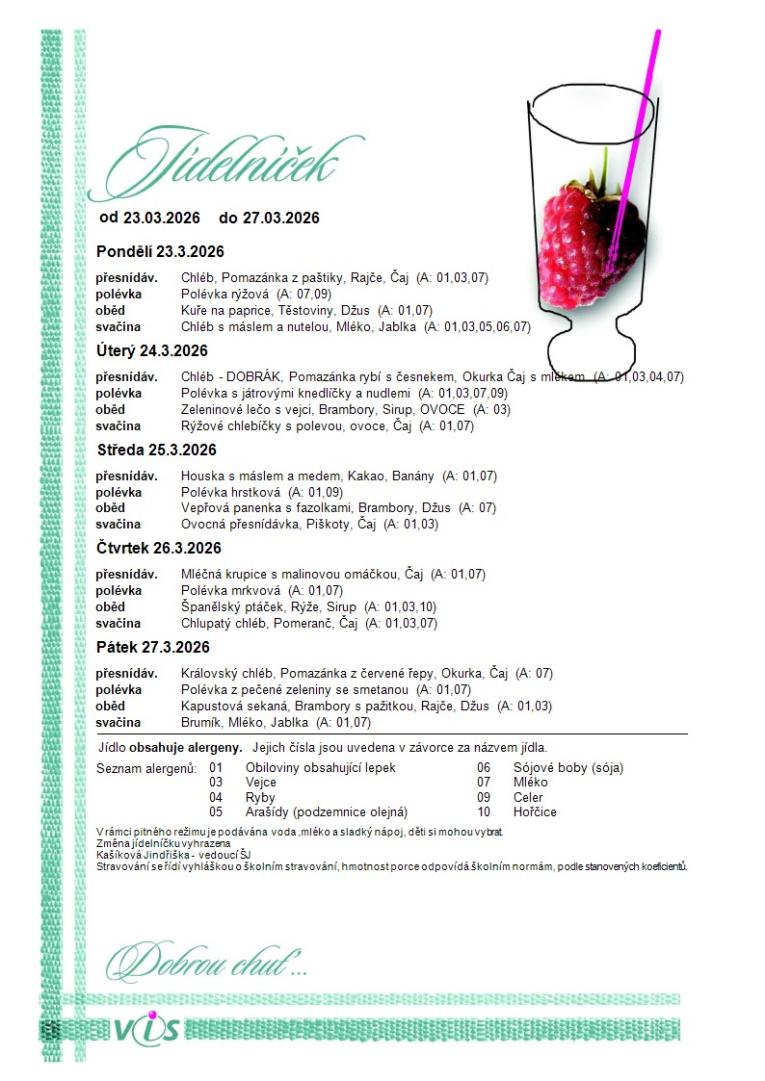 jídelníček