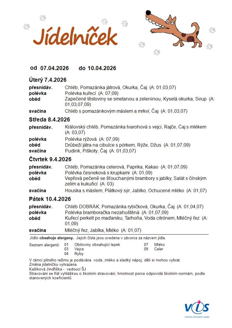 jídelníček
